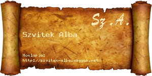 Szvitek Alba névjegykártya